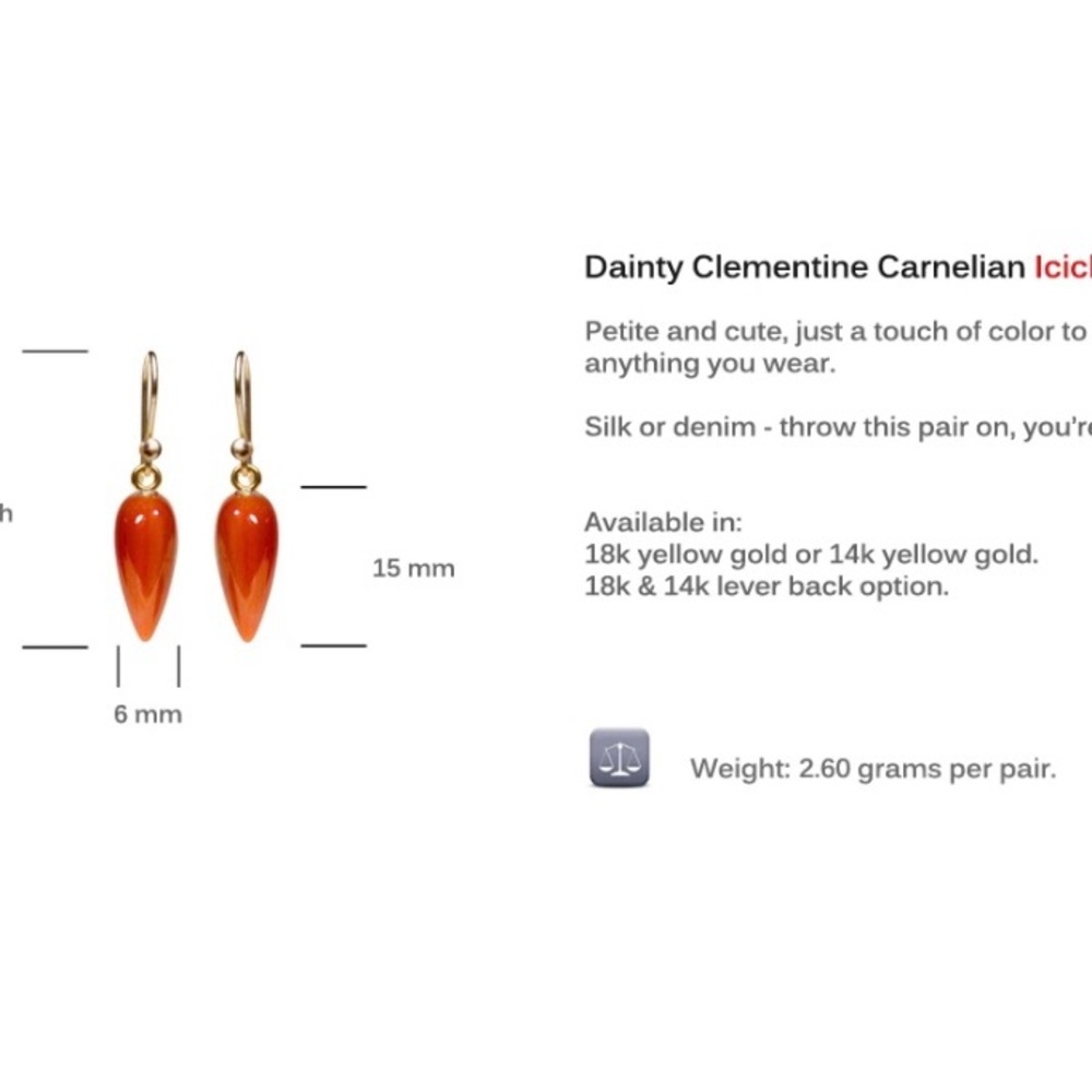 Like Ted  Muehling 14k Carnelian Drop Earrings